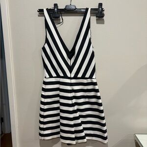 Zara Black and White Striped Mini Dress